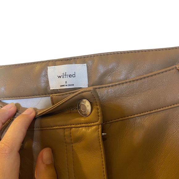 Wilfred The Melina Pant High-waisted Vegan Leather pants in Camel sz 8 - Picture 5 of 9